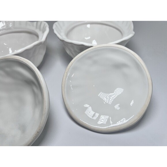 VTG OLFAIRE Portugal White Ceramic Shell Lidded Bowls Set Of 2- Coastal‎ Cottage - Picture 7 of 15